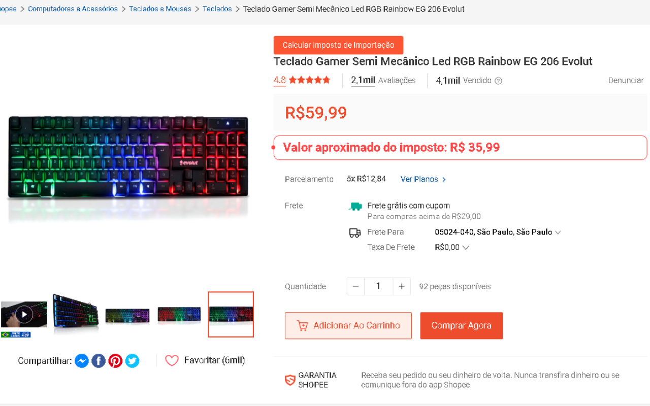 Calculadora de Imposto AliExpress e Shopee - 截图 1