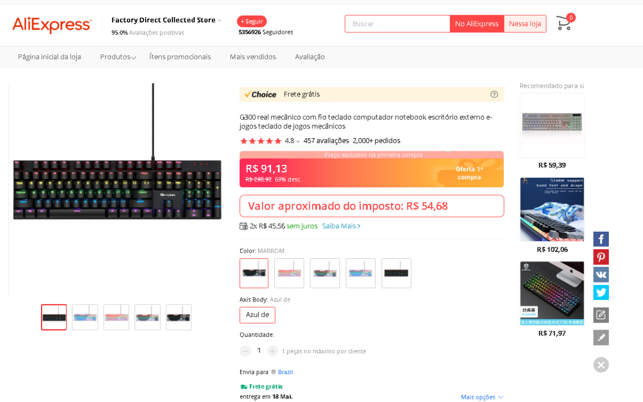 Calculadora de Imposto AliExpress e Shopee - 截图 2