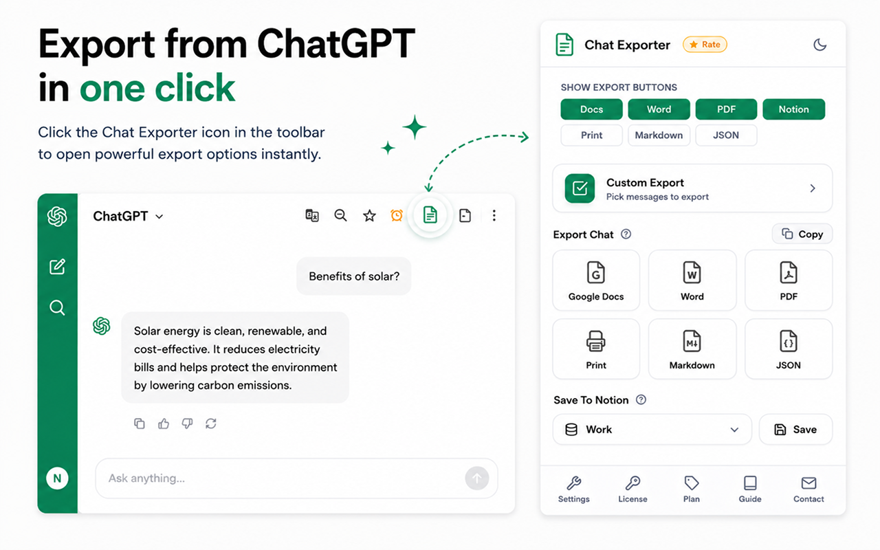 ChatGPT 导出 PDF、Word、Google Docs 和 Notion — Chat Exporter - 截图 2