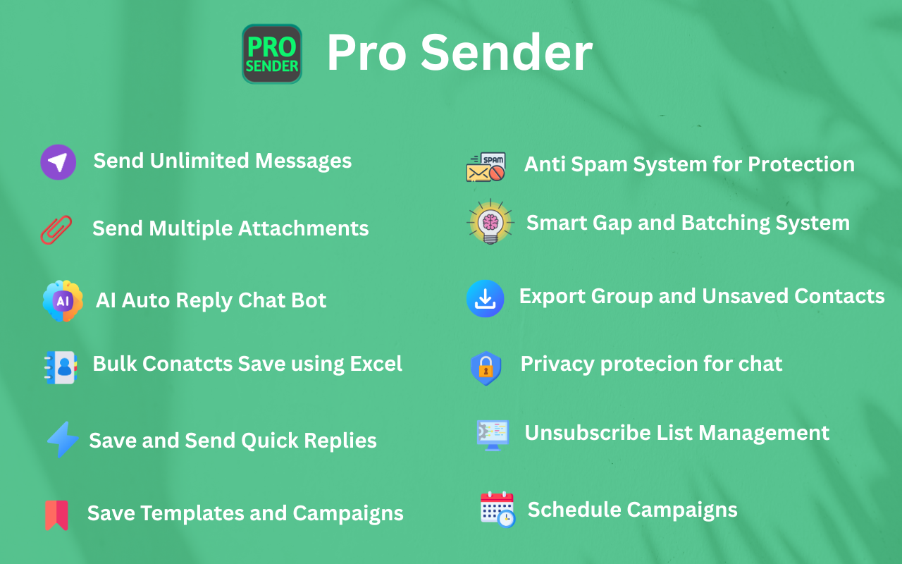 Pro Sender - Free Bulk WhatsApp Sender - 截图 1