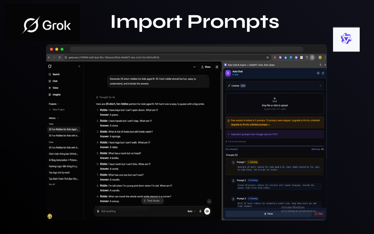 ChatGPT Bulk Prompts: CSV Queue to Word & PDF - 截图 5