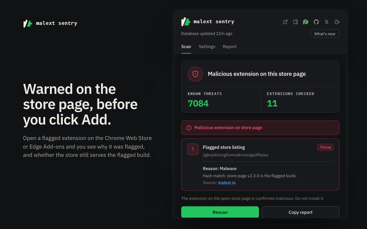 MalExt Sentry - Malicious Browser Extension Scanner - 截图 2