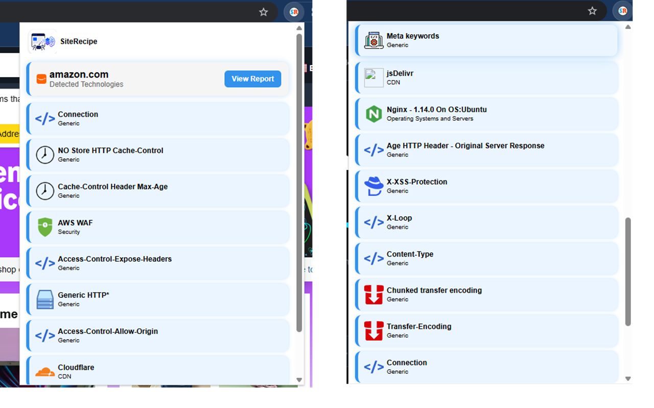 SiteRecipe Technology Lookup - 截图 1