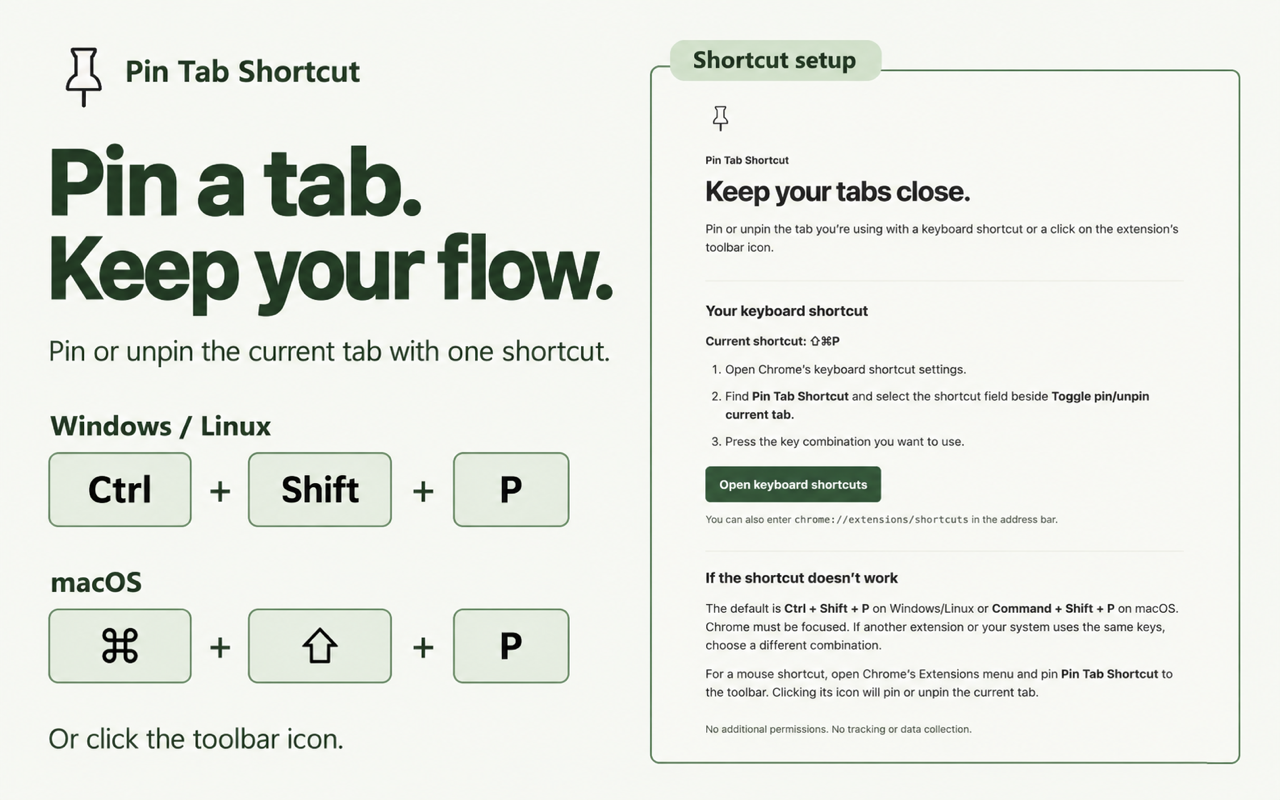 Pin Tab Shortcut - 截图 1