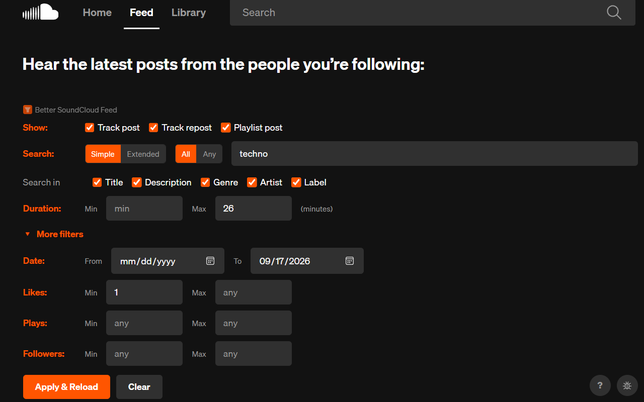 Better SoundCloud Feed - 截图 2