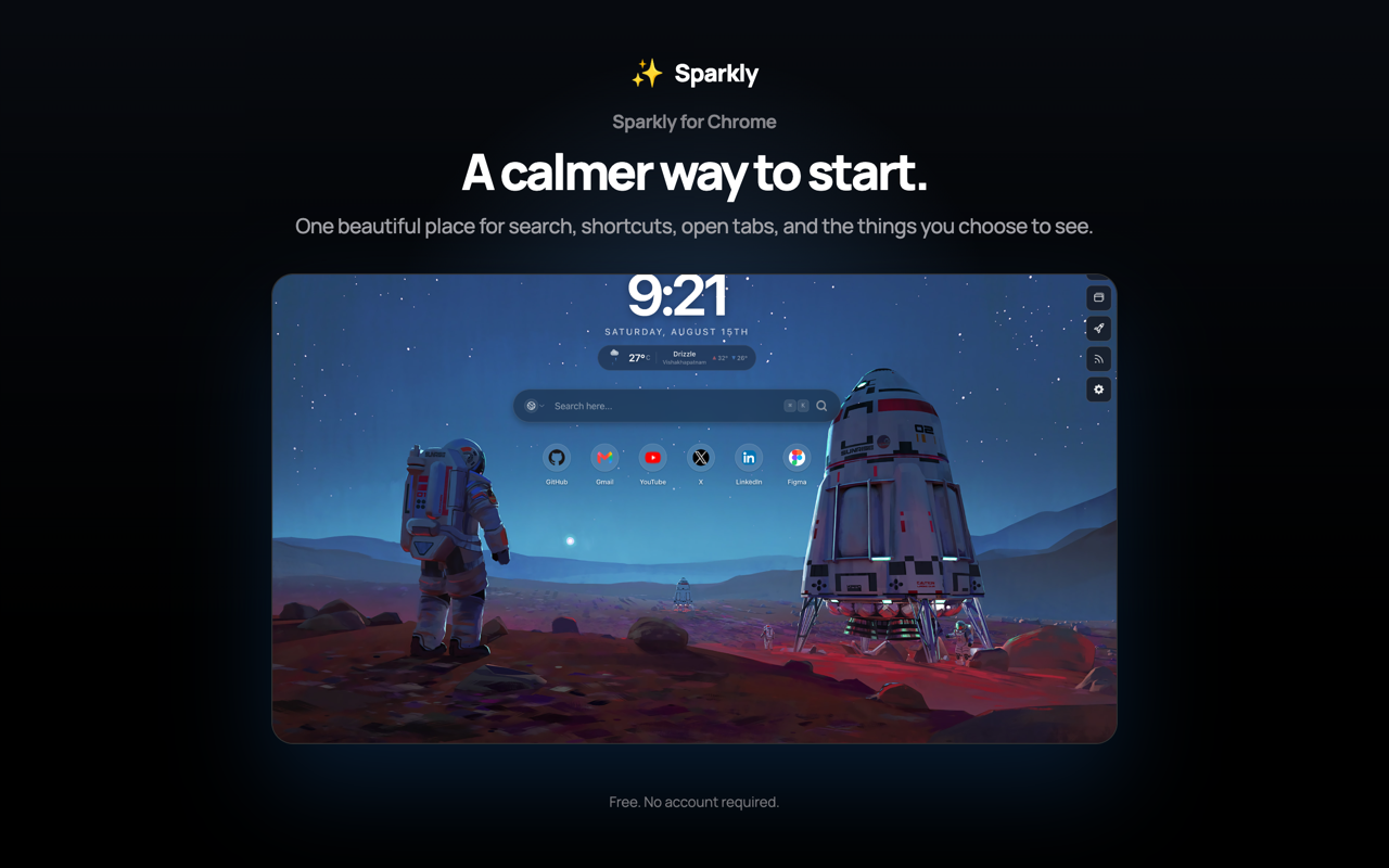 Sparkly – Beautiful & Productive New Tab - 截图 1