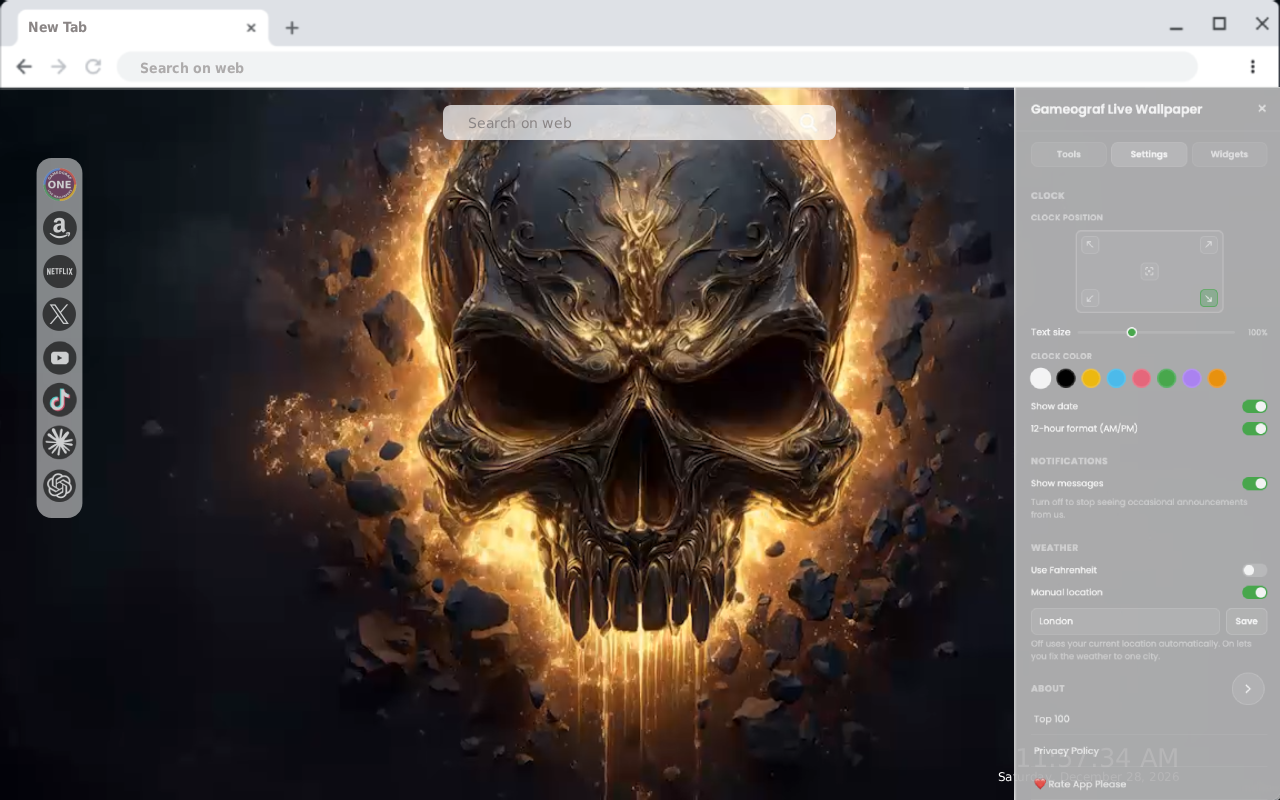 Dripping Fire Rock Skull Series Live Wallpaper - 截图 2