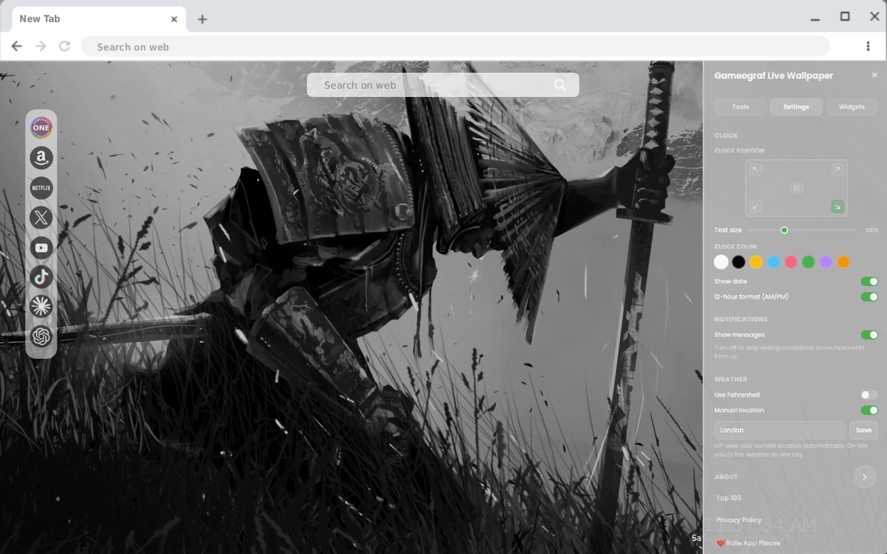 Honor Of A Samurai Monochrome Live Wallpaper - 截图 2