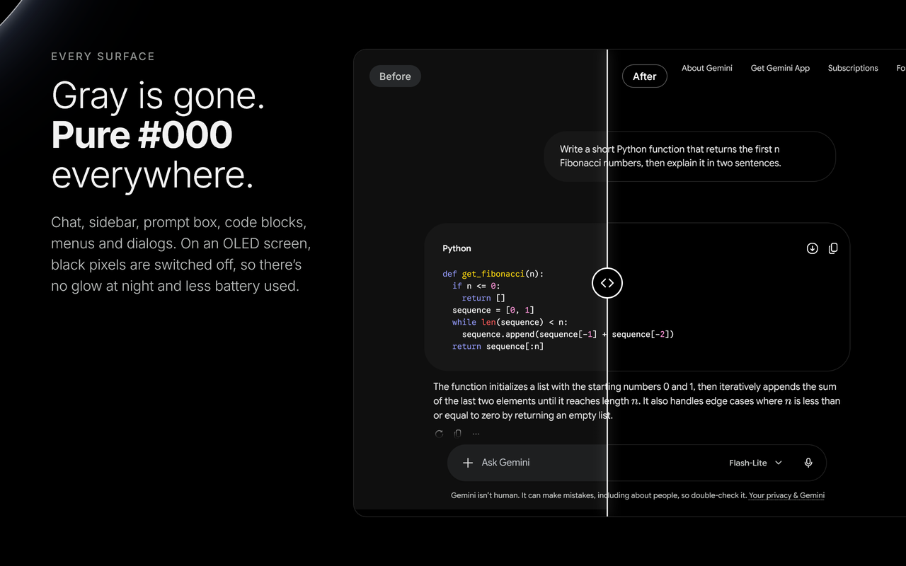 Gemini Eclipse: Pure Black OLED Theme - 截图 2