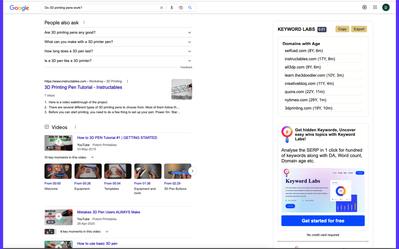 Domain Age Checker Google SERP - Semantic Pen - 截图 1