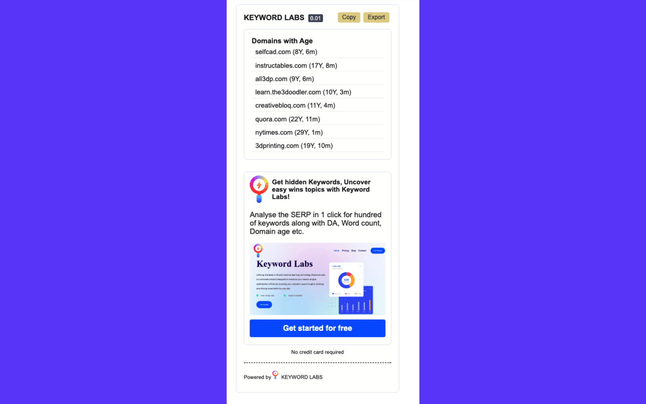 Domain Age Checker Google SERP - Semantic Pen - 截图 2