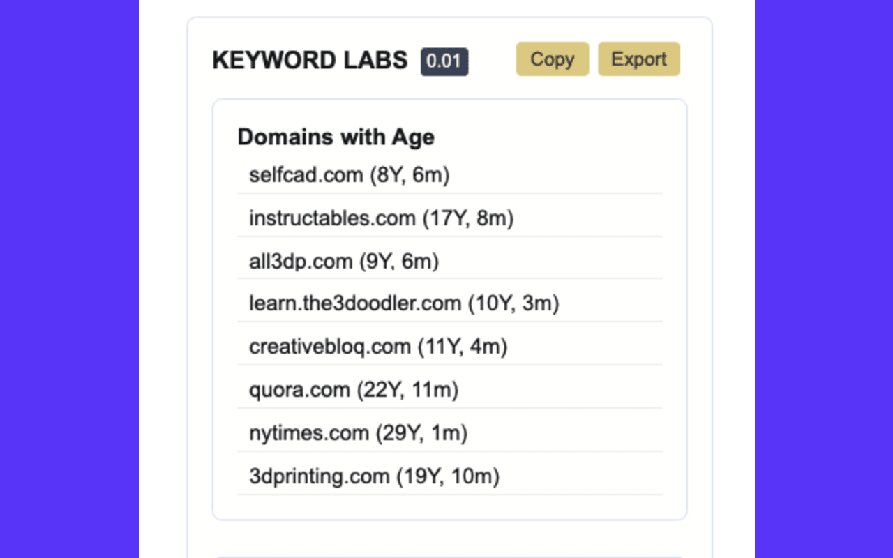 Domain Age Checker Google SERP - Semantic Pen - 截图 3