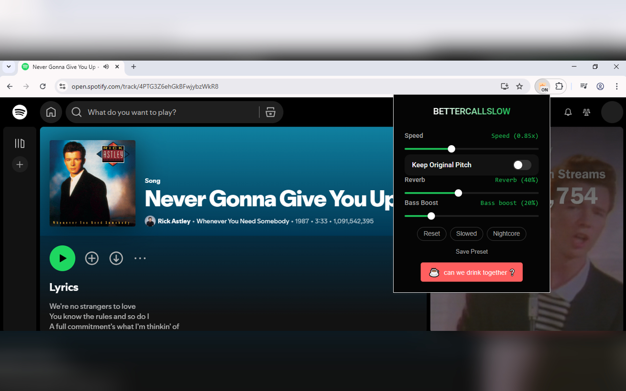 BetterCallSlow(Slow, reverb for Youtube, Spotify, Soundcloud) - 截图 2
