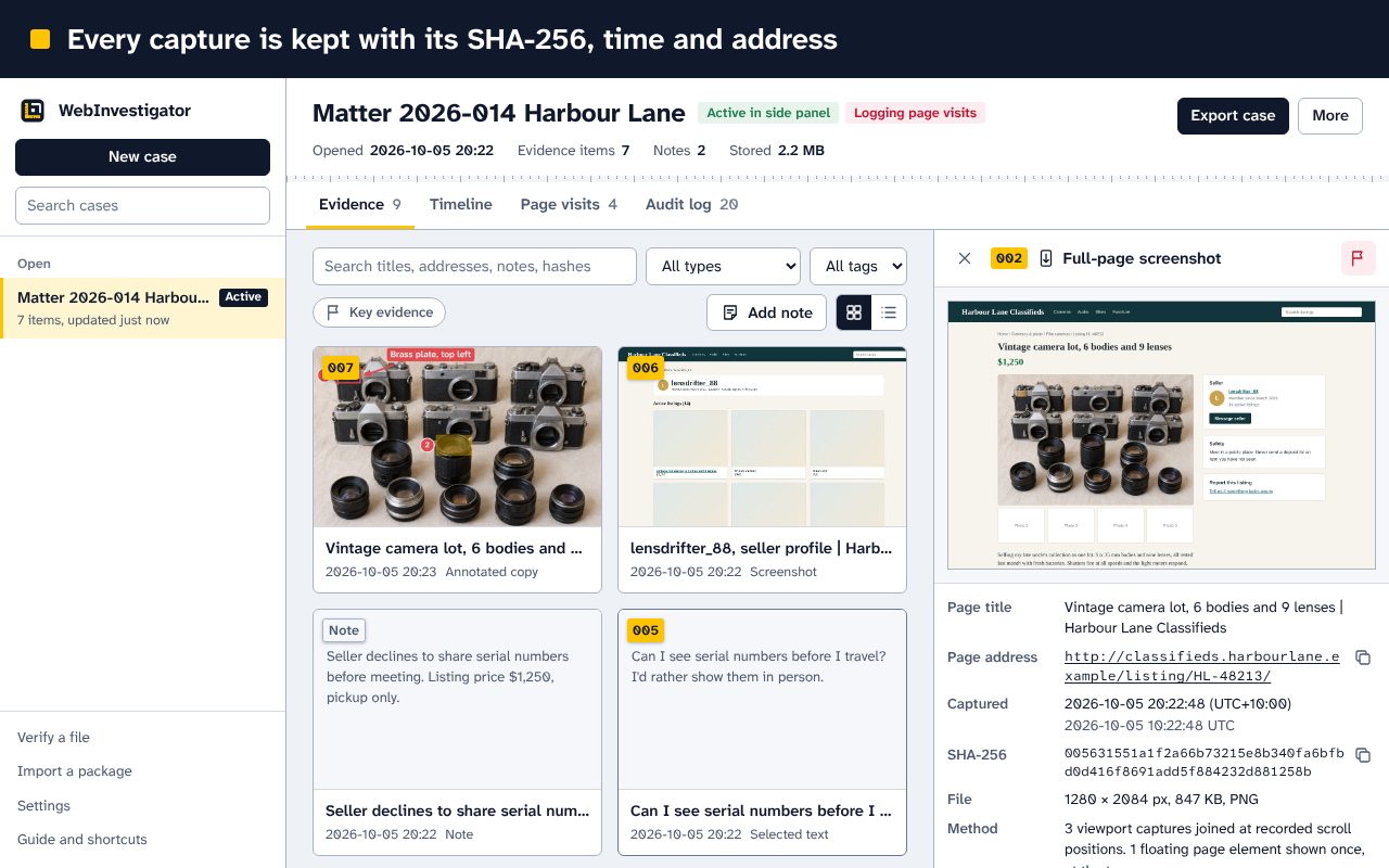WebInvestigator: Web Evidence Capture - 截图 2