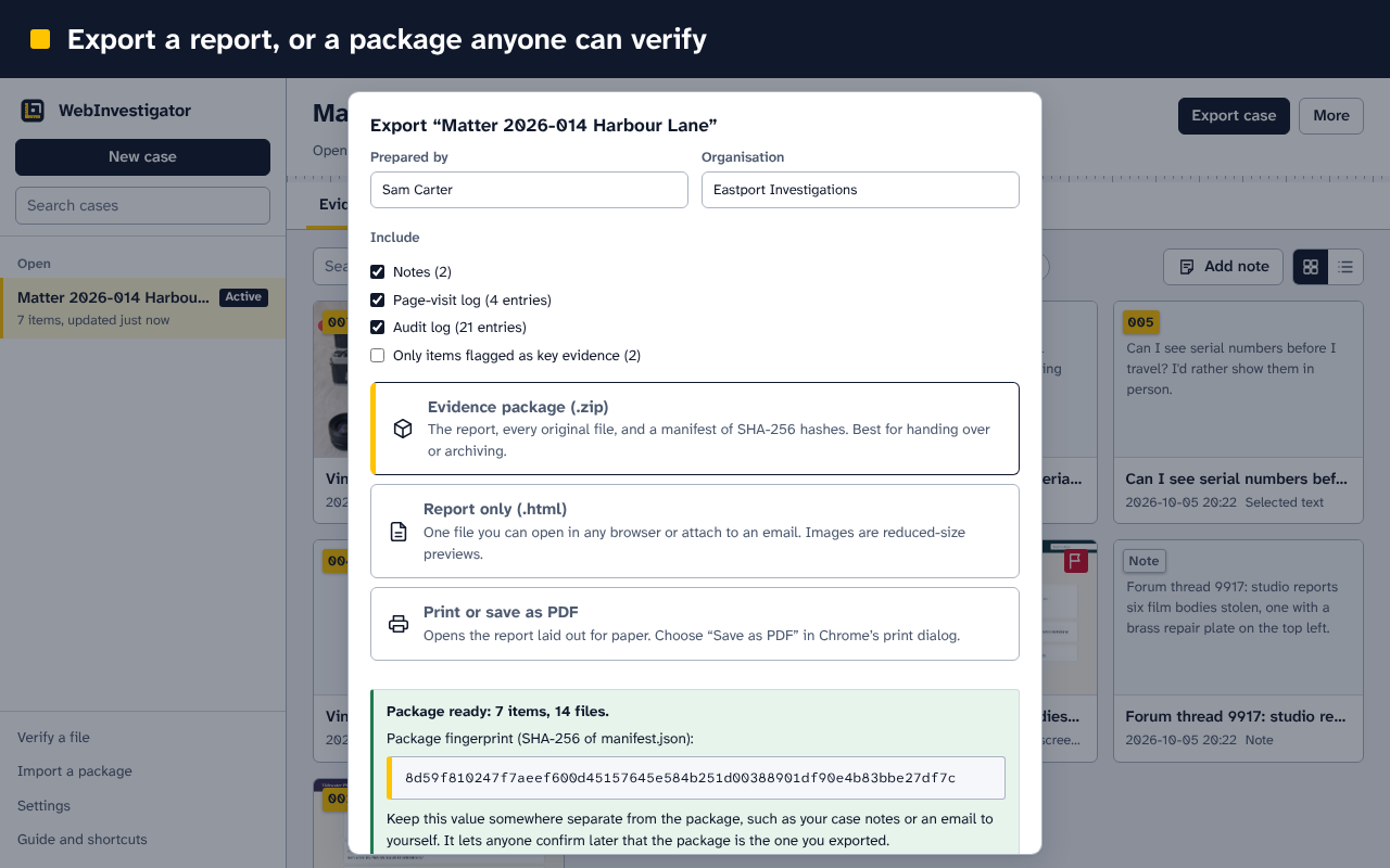 WebInvestigator: Web Evidence Capture - 截图 4