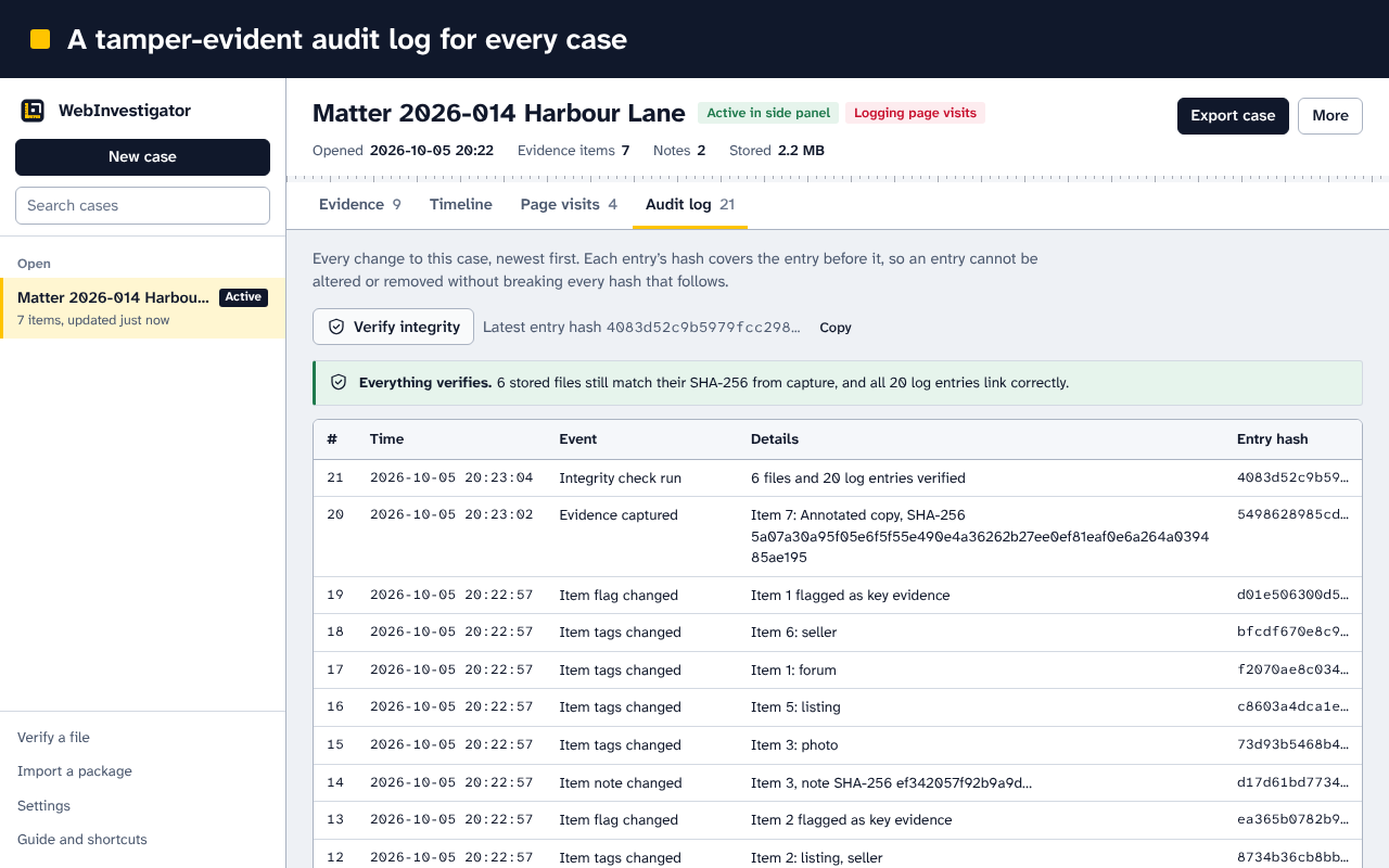 WebInvestigator: Web Evidence Capture - 截图 5