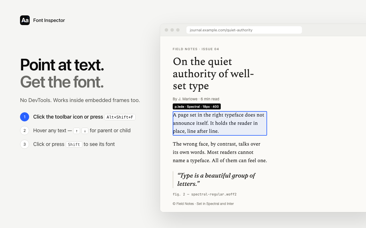 Font Inspector – 任意网站字体识别工具 - 截图 2