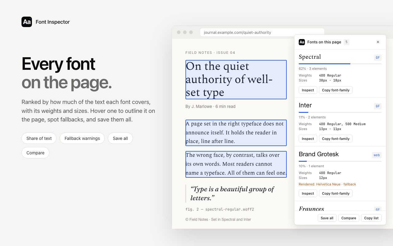 Font Inspector – 任意网站字体识别工具 - 截图 3