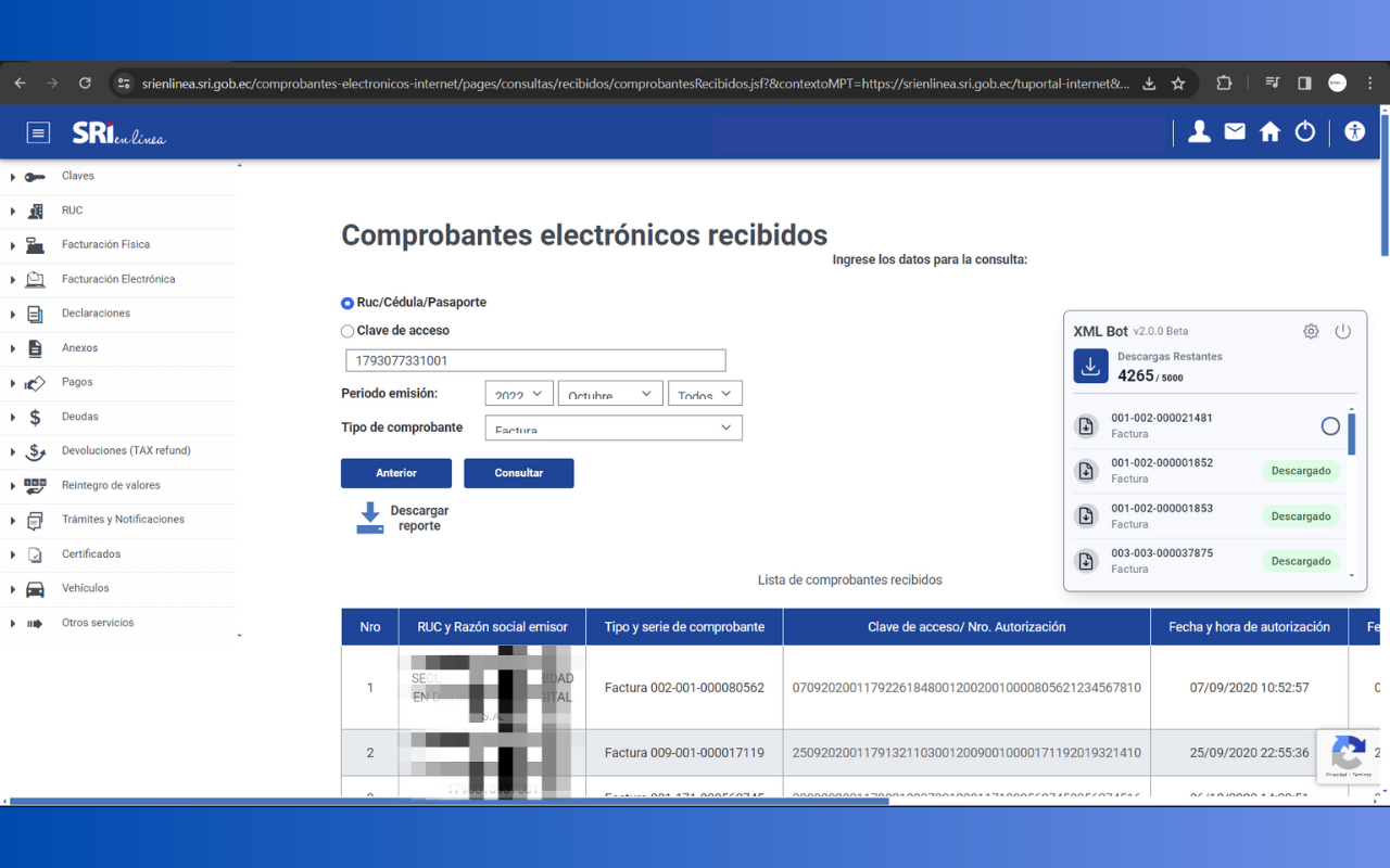 XML Manager: Descarga automática SRI - 截图 1