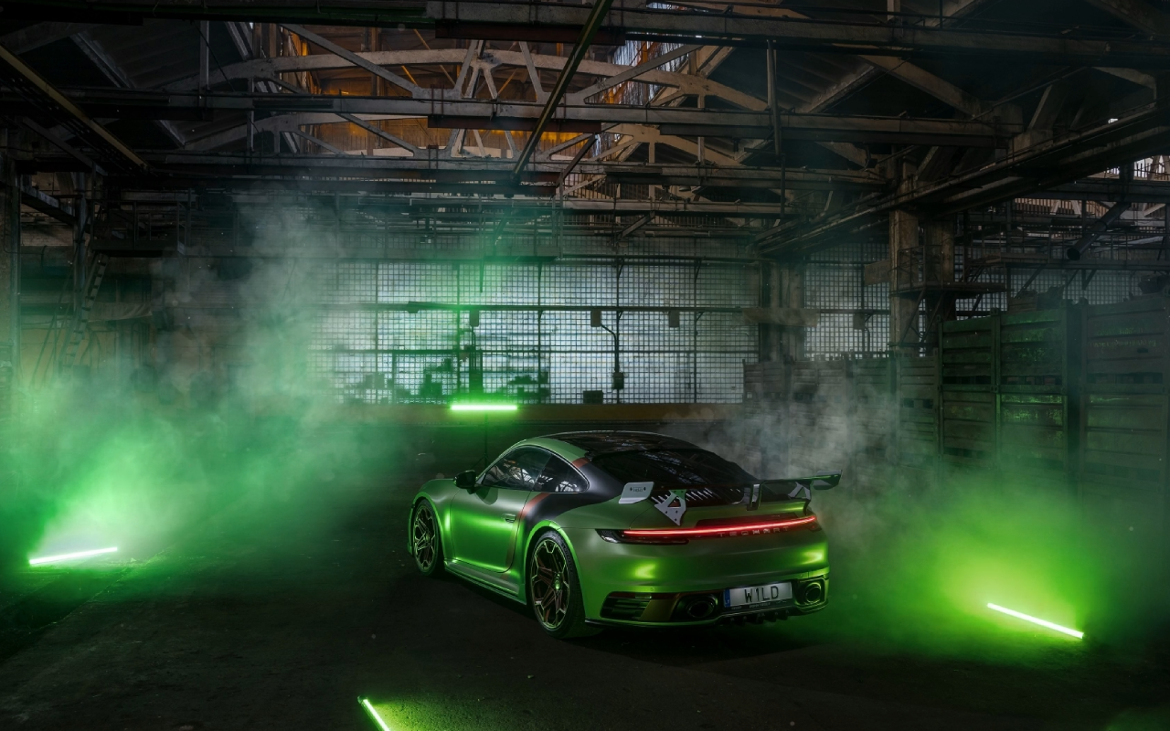 Green Porsche 911 Techart GT3 Live Wallpaper - 截图 1