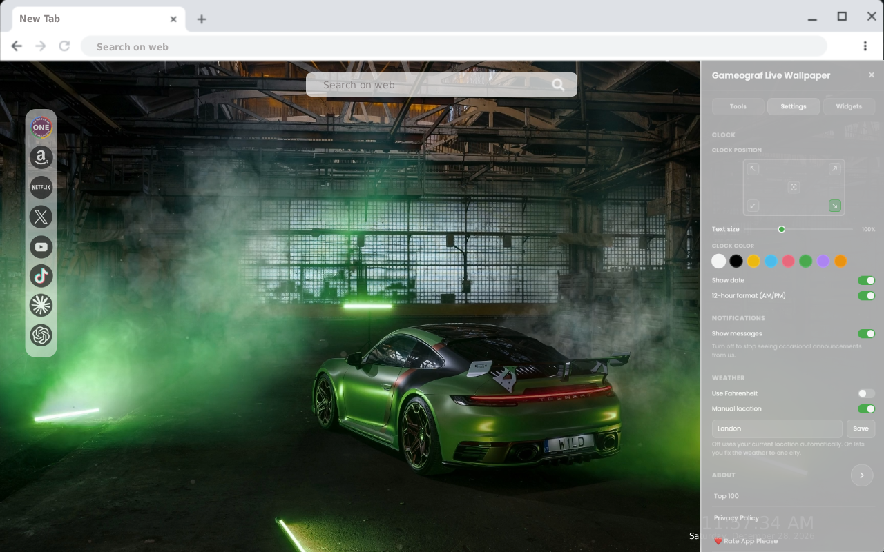 Green Porsche 911 Techart GT3 Live Wallpaper - 截图 2