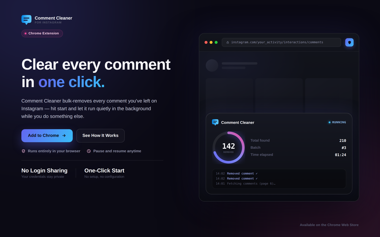 Comment Cleaner — Delete Instagram Comments - 截图 1