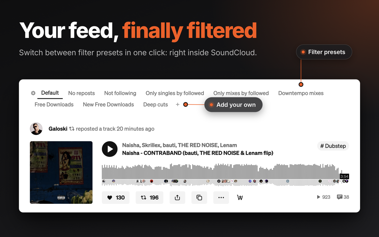 SoundCloud Feed Filter Extended - 截图 1