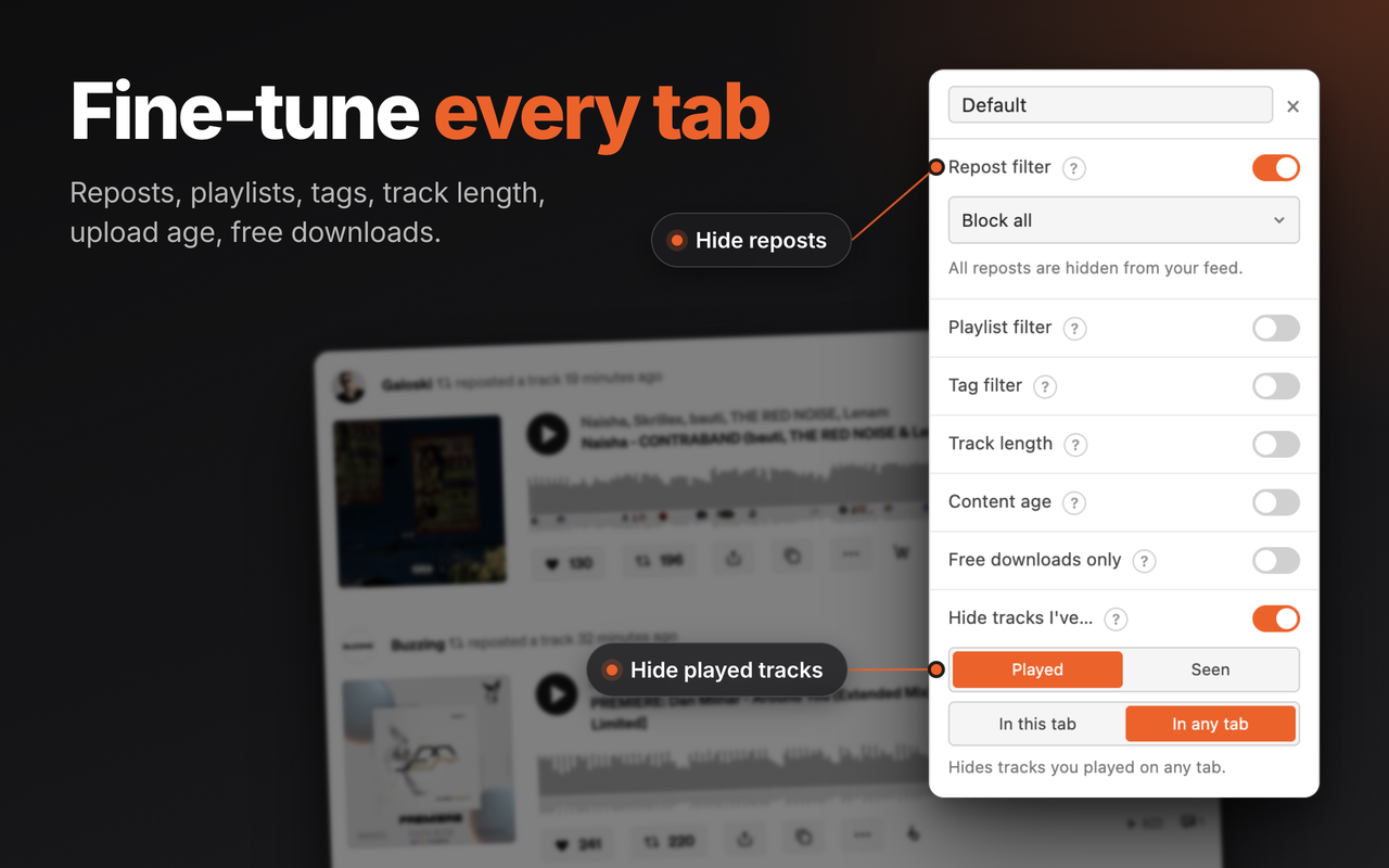 SoundCloud Feed Filter Extended - 截图 2