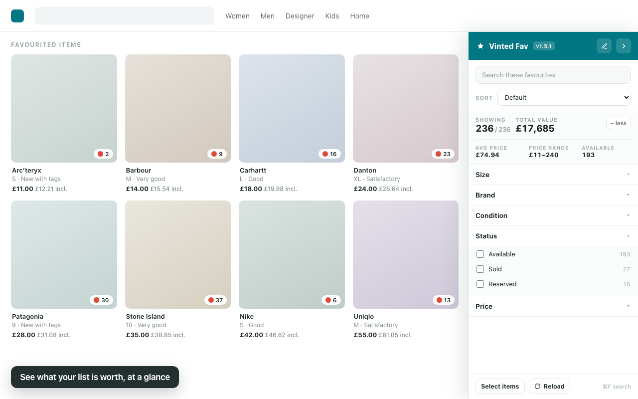 Vinted Favs - Filter & Sort - 截图 2