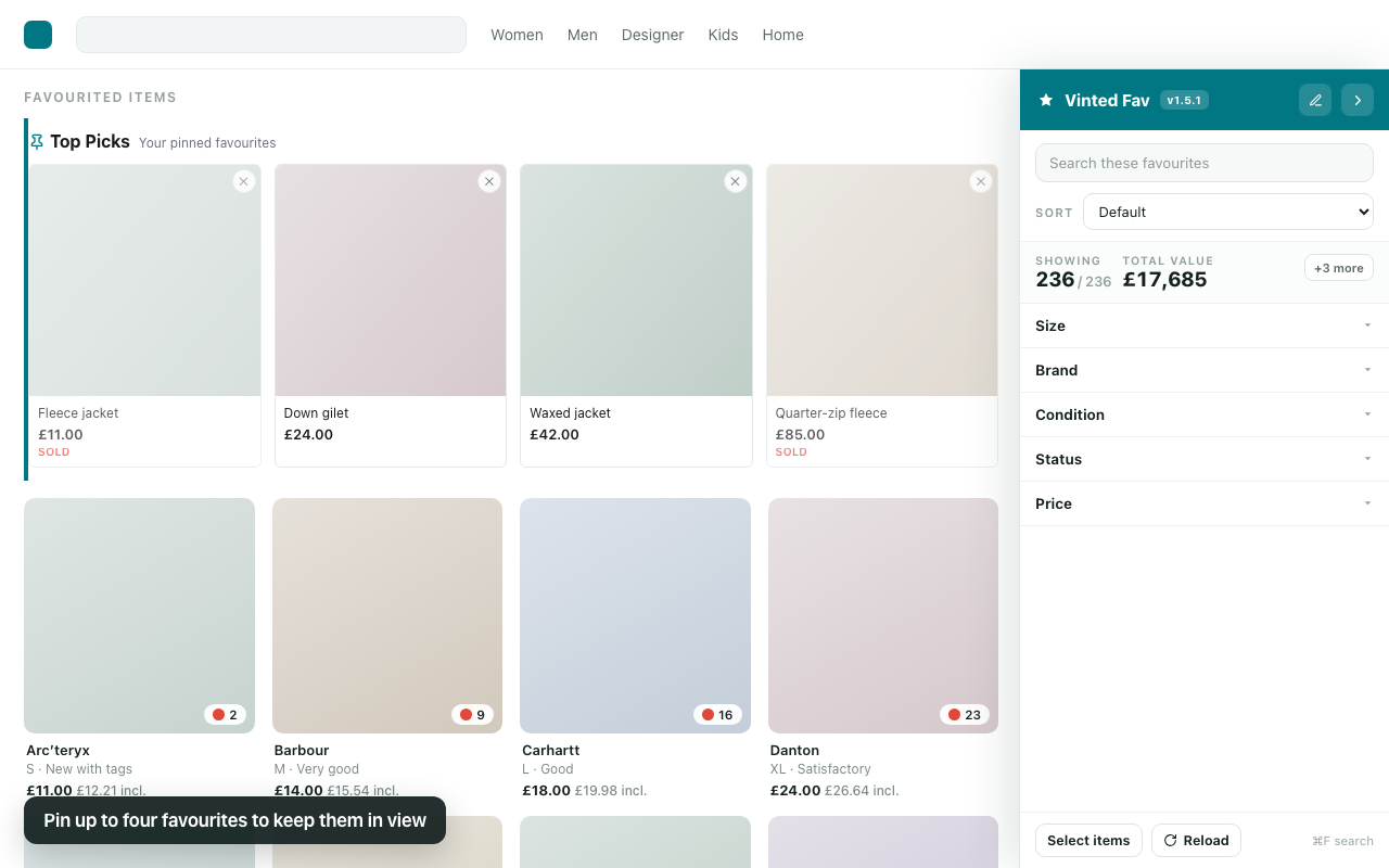 Vinted Favs - Filter & Sort - 截图 4