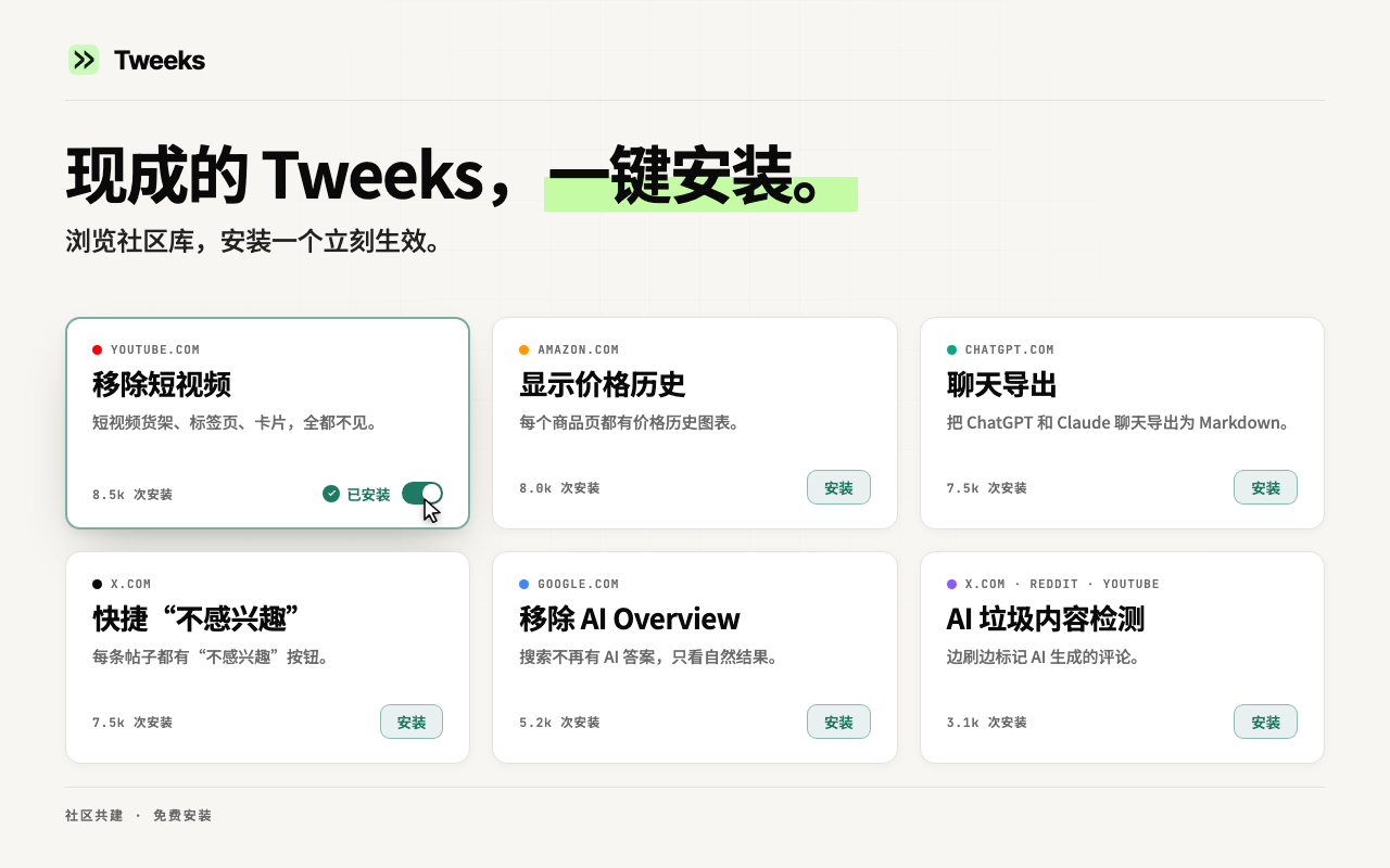 Tweeks - 自定义任意网站 - 截图 4