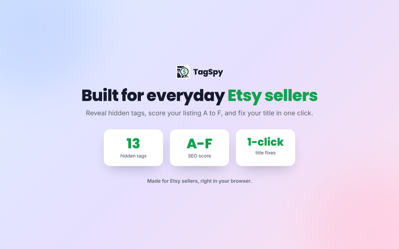 TagSpy: 查看任何Etsy商品的隐藏标签和SEO评分 - 截图 5