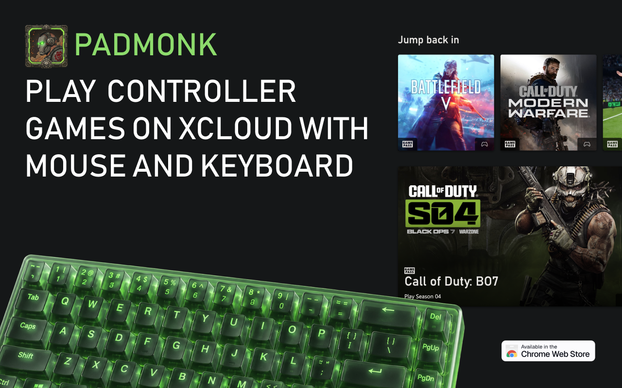 padmonk: 适用于 Xbox Cloud Gaming 的鼠标和键盘 - 截图 1