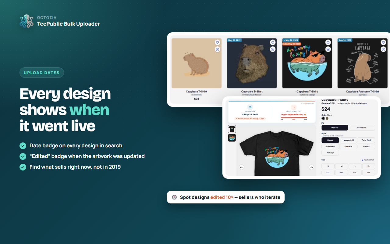 OctoZia - TeePublic Bulk Uploader, Tag Generator & Niche Research - 截图 4
