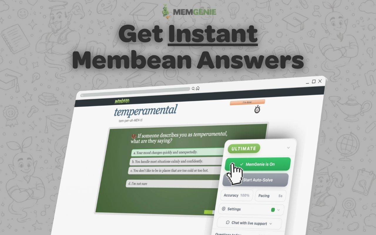 MemGenie — #1 Membean Hack: Auto Answer Bot, Quiz Solver & Answers - 截图 1