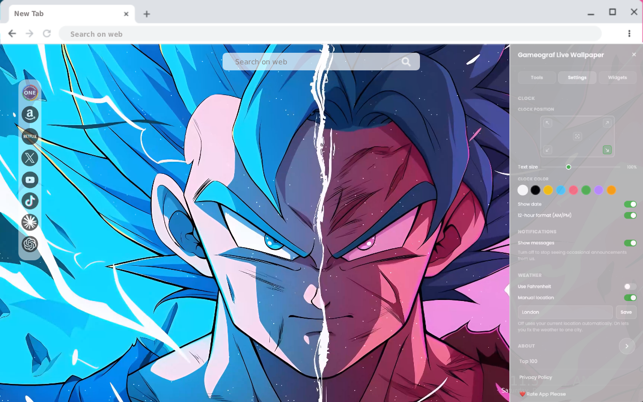 Goku SSGSS Live Wallpaper New Tab - 截图 2