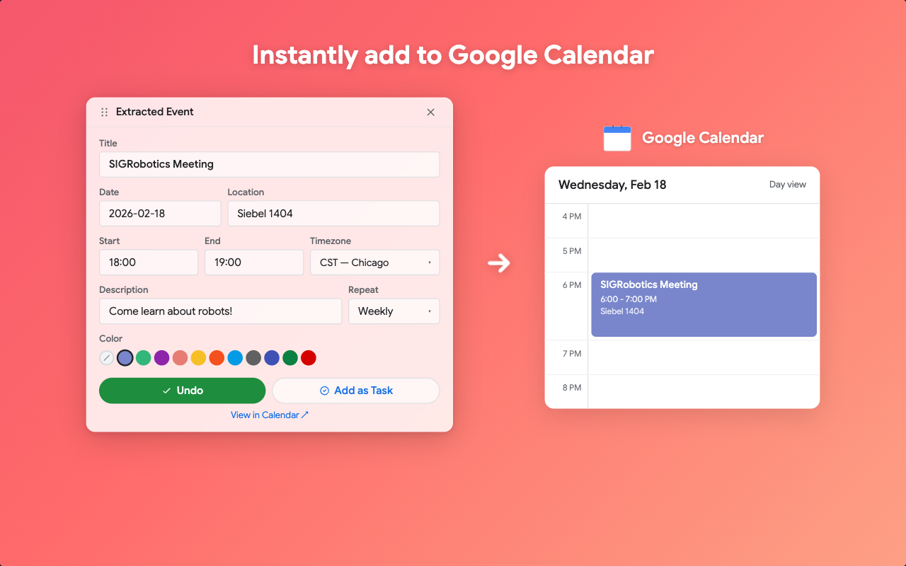 highlight2calendar: Text to Google Calendar & Tasks (AI) - 截图 2