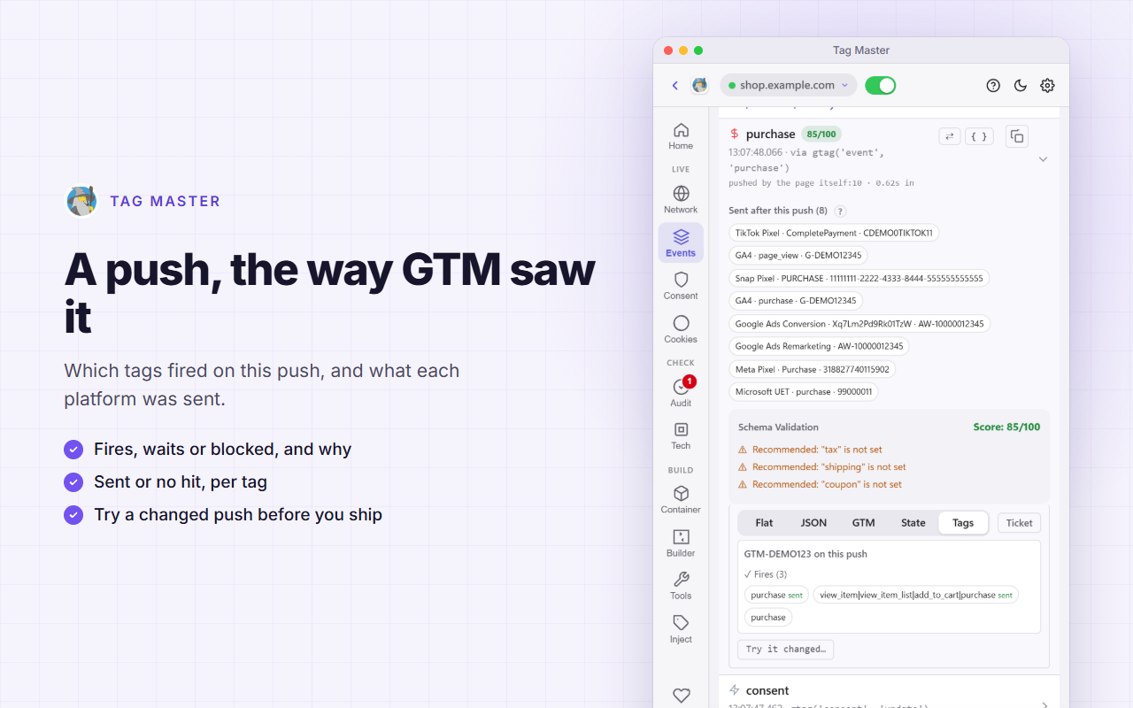 Tag Master – GTM & GA4 Debugger, DataLayer Inspector - 截图 2