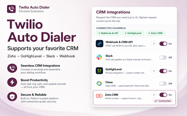 Twilio Auto Dialer & Softphone – CRM, Click-to-Call, SMS & Call History - 截图 2