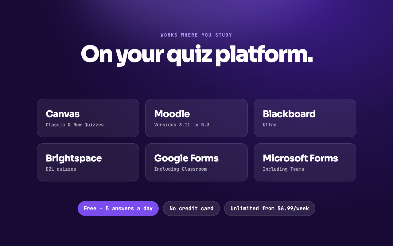 QuizAce: AI Quiz Solver for Canvas, Blackboard, Moodle & Google Forms - 截图 5