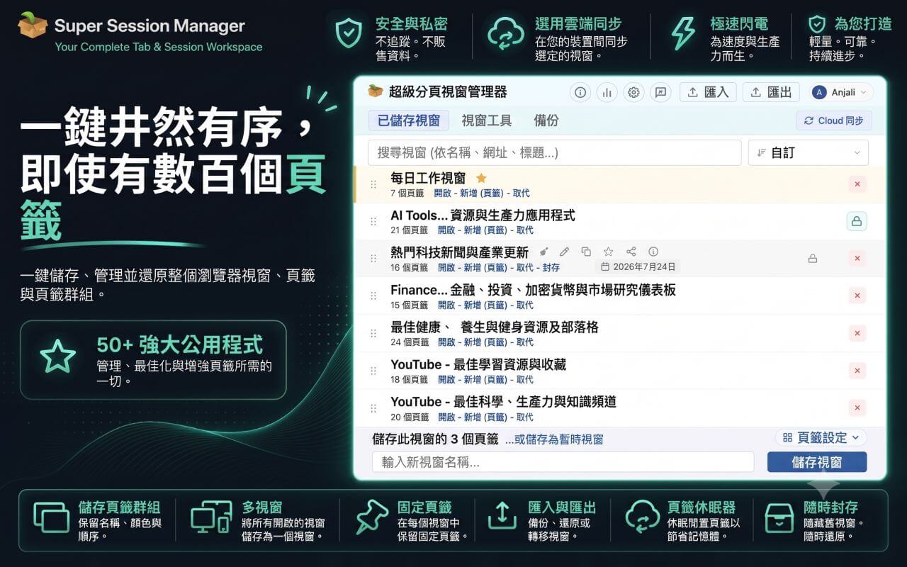 Super Session Manager – 标签页管理器 - 截图 1