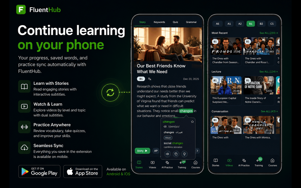FluentHub: Videos, Stories, AI Tutor & Flashcards - 截图 4