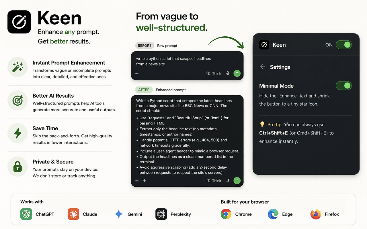Keen — every prompt, sharper. - 截图 4