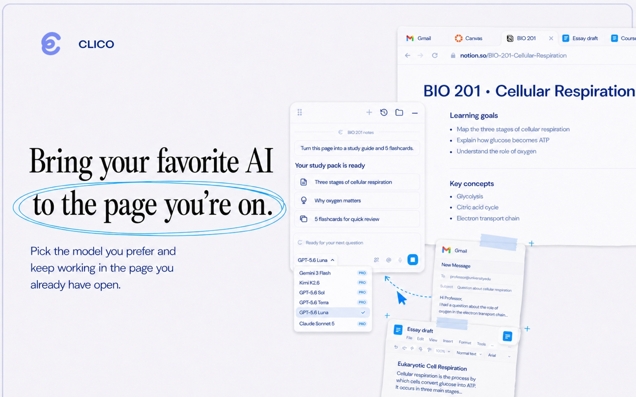 Clico brings GPT, Claude, & Gemini to every page you browse - 截图 1