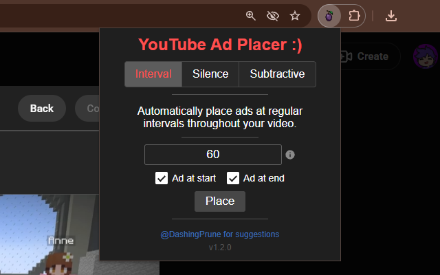 YouTube Ad Placer [OFFICIAL] - 截图 1