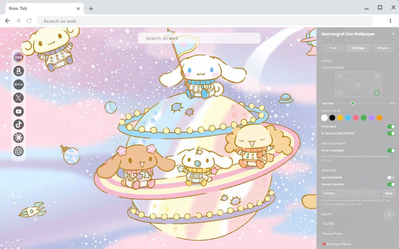 Cute Cinnamoroll Pastel Space Live Wallpaper - 截图 2