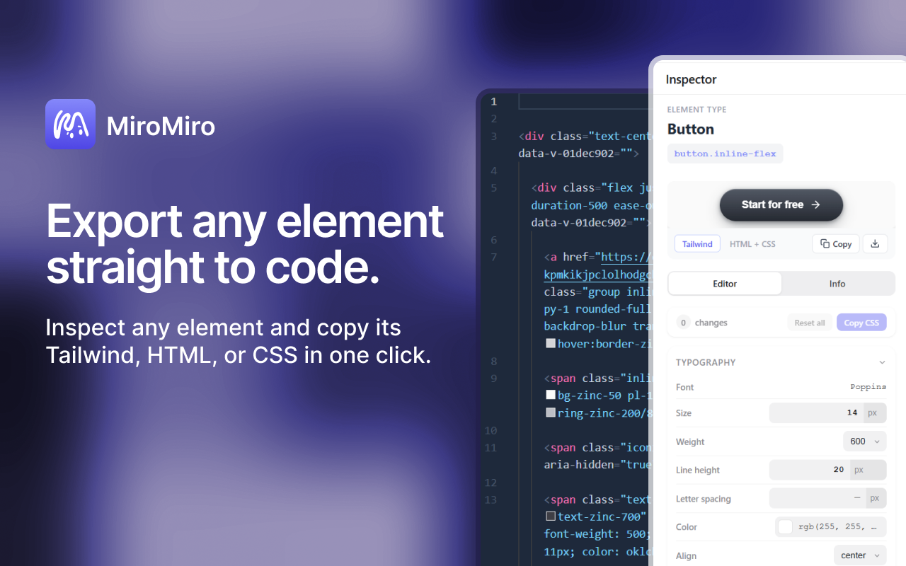 MiroMiro: Web to Code, Web Inspector, Font Finder & Lottie - 截图 2