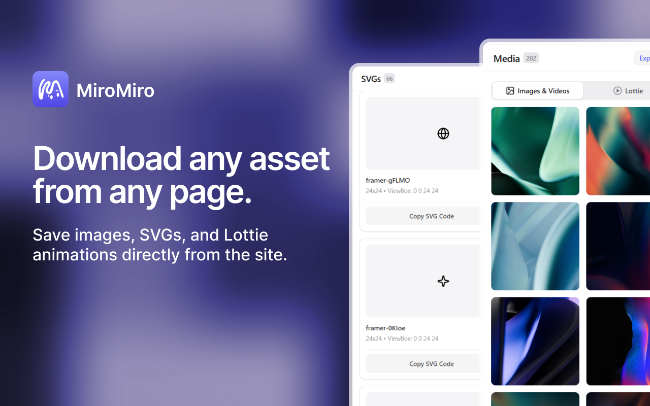 MiroMiro: Web to Code, Web Inspector, Font Finder & Lottie - 截图 4