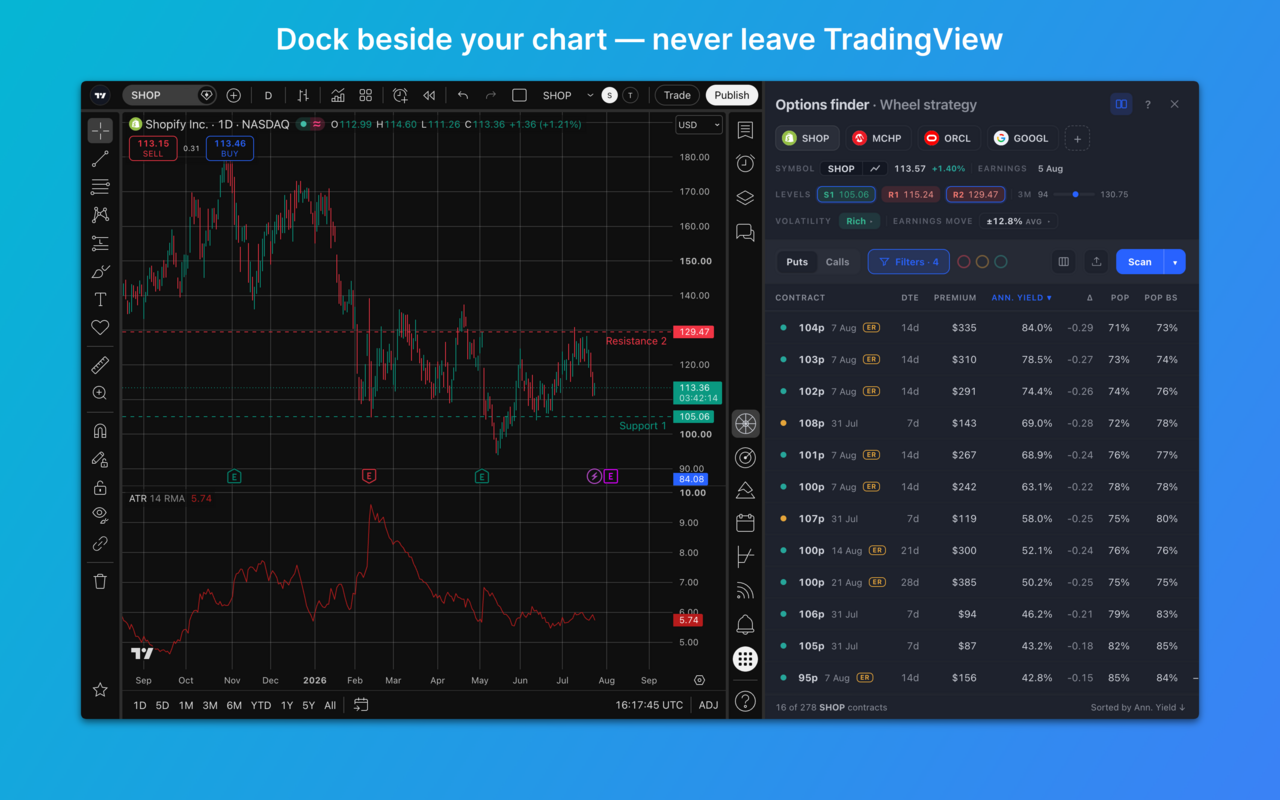 Wheel Options Finder for TradingView - 截图 2