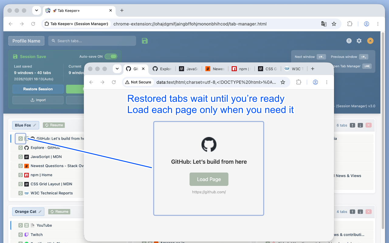 Tab Keeper+ (Session Manager) - 截图 4